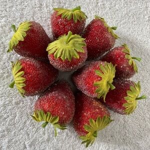 Vintage Decorative Beaded Sugar Faux Strawberries x10